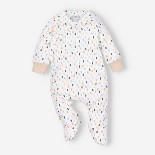 ABN-5327/KRE Pajacyk zapinany kopertowo z bawełny organicznej Nini kremowy