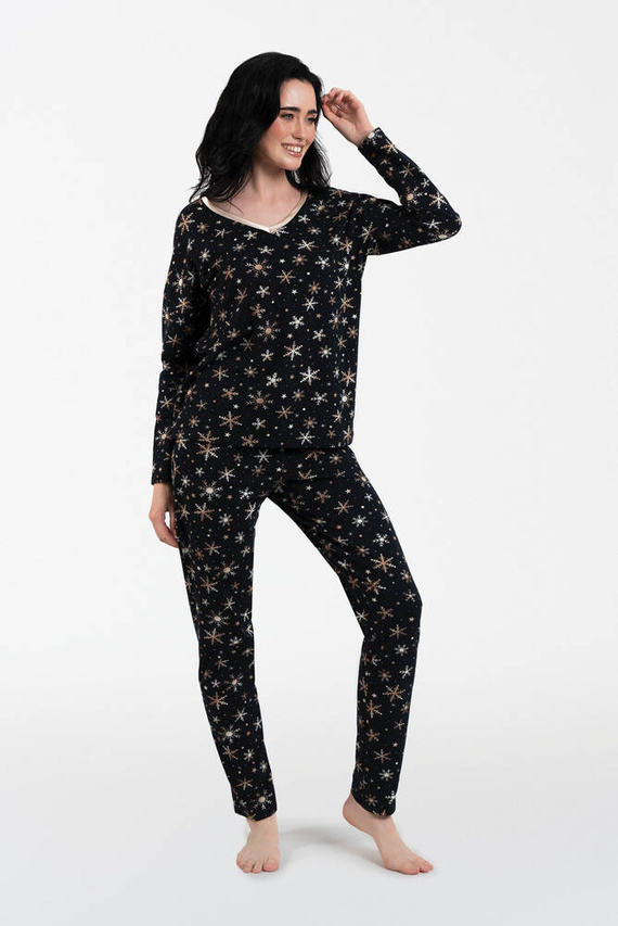 Laponia Piżama Damska długi rękaw, długie spodnie Italian Fashion - druk