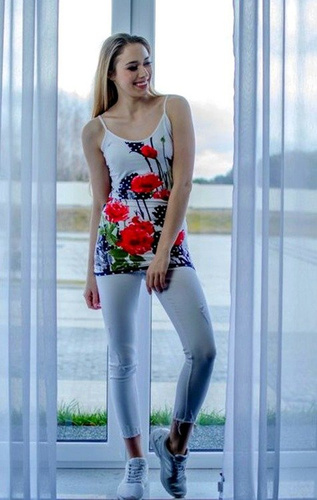 009 Bluzka na ramiączkach MIRACLE- maki 