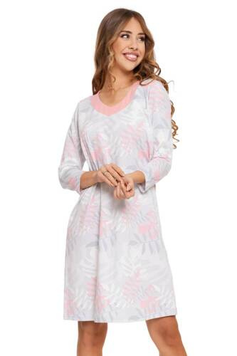 Koszula nocna Moraj PDK2800-006 beżowa – bawełna, oversize, print