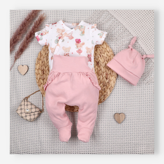 ABN-5699 Nini Półśpiochy Niemowlęce Małe Myszki 100% Bawełna Organiczna