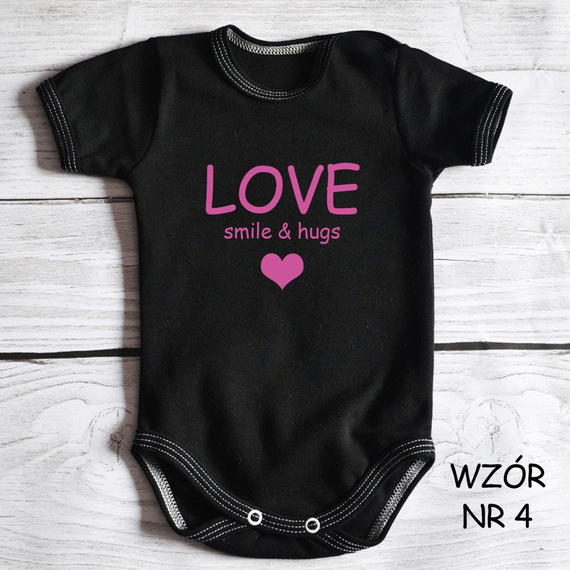 Body krótki rękaw "Love smile & hugs " Moocha biało-czerwone