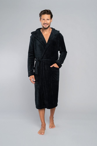 Mimas Szlafrok męski z kapturem Italian Fashion- szary