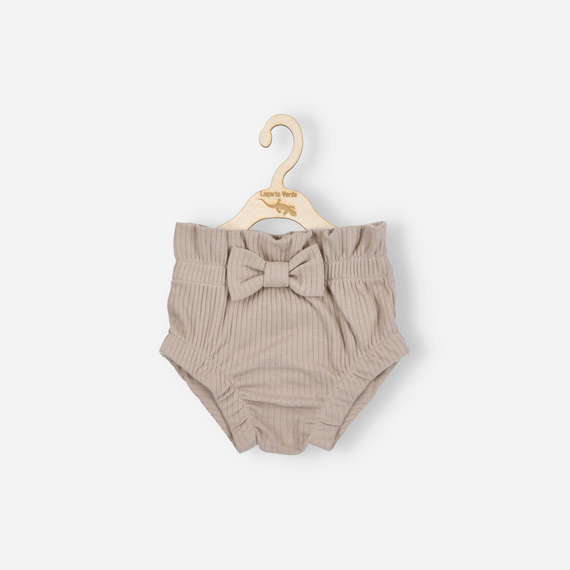 Bloomers Krótkie spodenki z dzianiny prążkowej z kokardką Lagarto Verde - beżowy