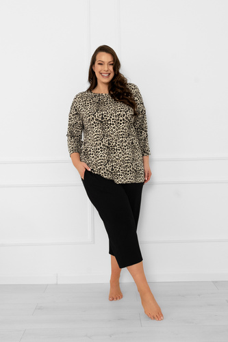 Kenia Piżama damska Italian Fashion – panterka, rękaw 3/4 i spodnie 3/4