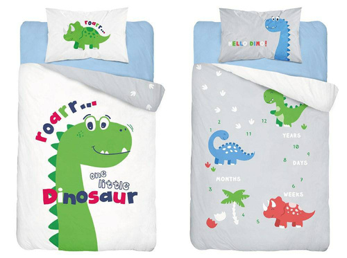 3953 B Mayamoo 105 Pościel bawełniana do łóżeczka dinozaur Detexpol zielony 