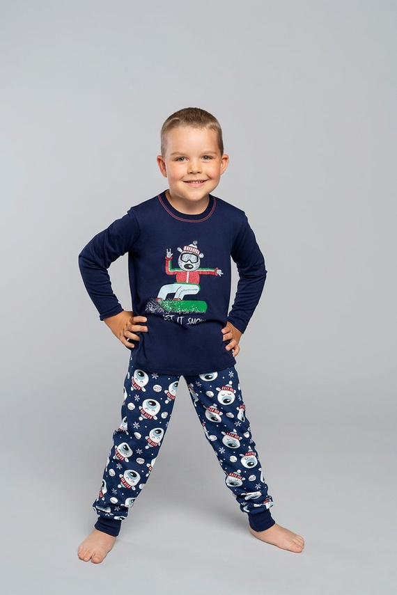 Piżama chłopięca dł. rękaw, spodnie Balu  Italian Fashion- granat 