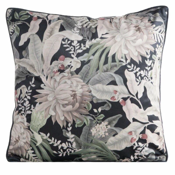 Velvet 114 poszewka welurowa kwiaty Eurofirany czarny/beż