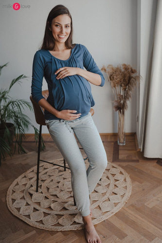 Spodnie Milk&Love dresowe ciążowe jasny szary melanż