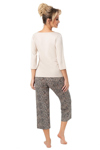 Omari 3/4 Piżama damska Donna beżowy– rękaw 3/4, 95% wiskoza, lekka i kobieca