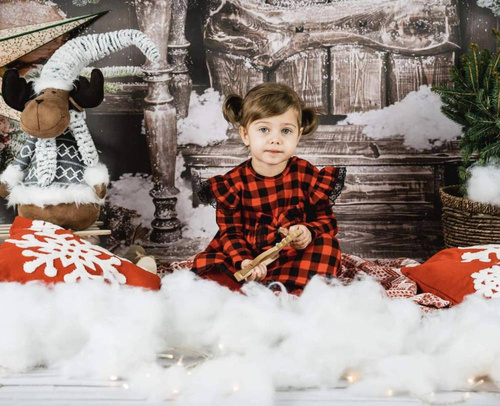 Sukienko-body + opaska 163556 "Magia Świąt" Nicol - kratka: czarny, czerwony