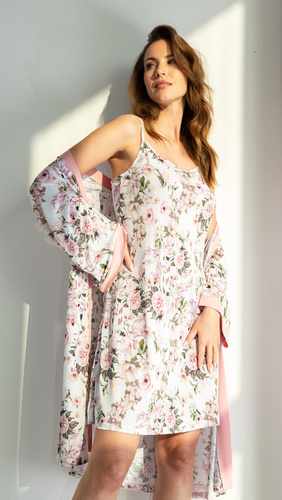 86461 Kamelia Koszula nocna na ramiączkach Mewa różowy kwiaty