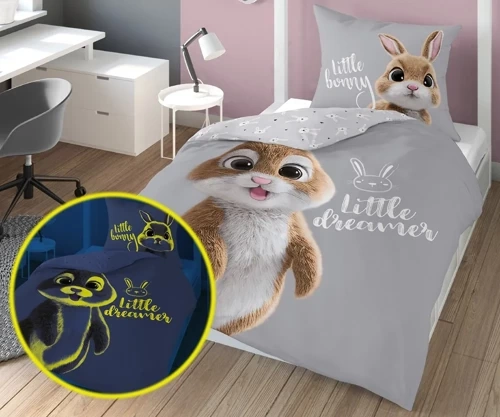 4635 A Fluo 35 Pościel bawełniana świecąca w ciemności Królik Detexpol