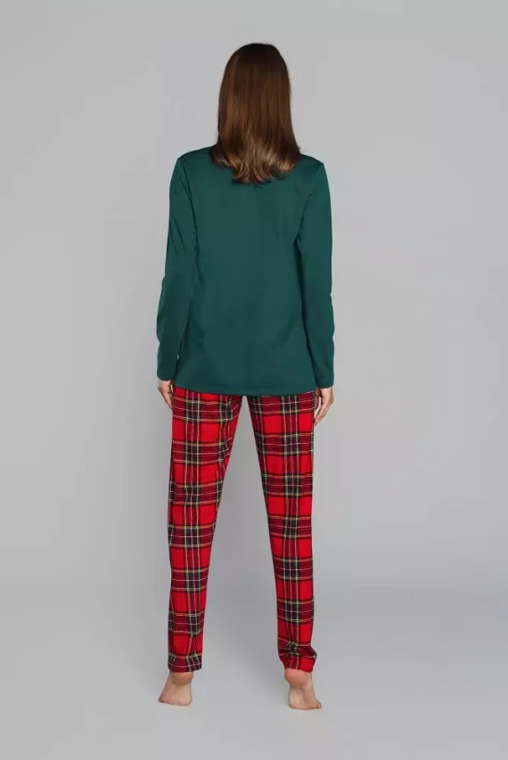 Zorza piżama damska długi rękaw, spodnie Italian Fashion - czerwony/druk
