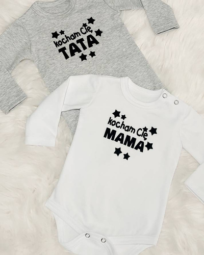 "Kocham Cię Mama gwiazdki"  Bambarillo Body z długim rękawem biały 