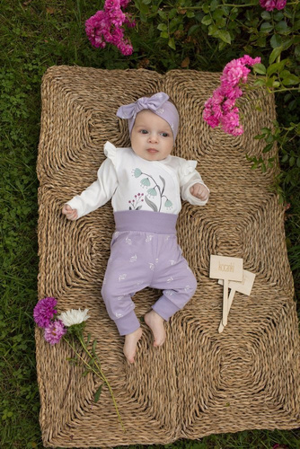 "My Garden" Pinokio Legginsy niemowlęce - fiolet druk