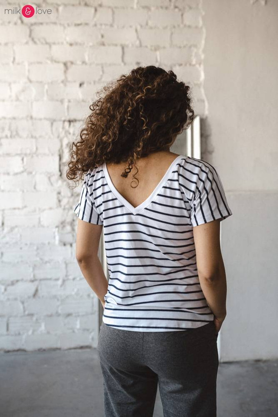 Two Ways Milk&Love bluzka ciążowa i do karmienia z krótkim rękawem paseczki