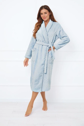 Morena Szlafrok damski polarowy Italian Fashion - niebieski 