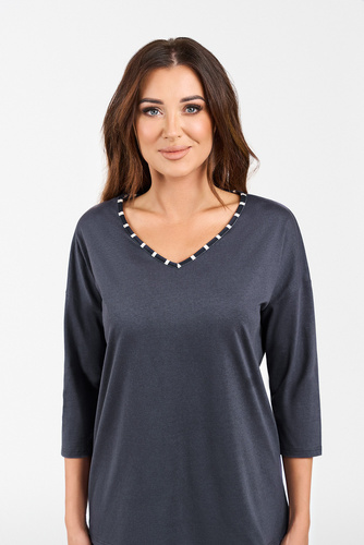 Betty Piżama Damska 3/4 rękaw, długie spodnie Italian Fashion - druk grafitowy/grafitowy