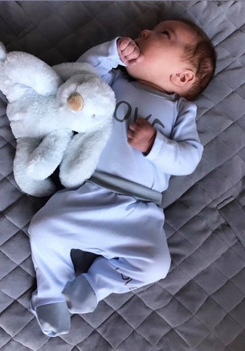 "Love" Body z długim rękawem Terjan - niebieski