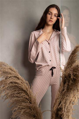 Eveline piżama damska rozpinana Momenti Per Me powder pink