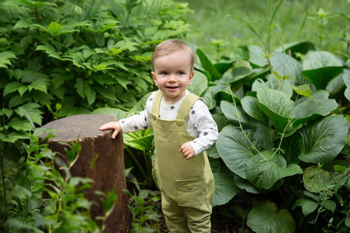 Wygodne Ogrodniczki Niemowlęce "Stay Green " Pinokio - zielone