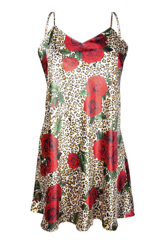 DK-HK Flowers Halka satynowa koszulka damska DKaren - 6 ecru