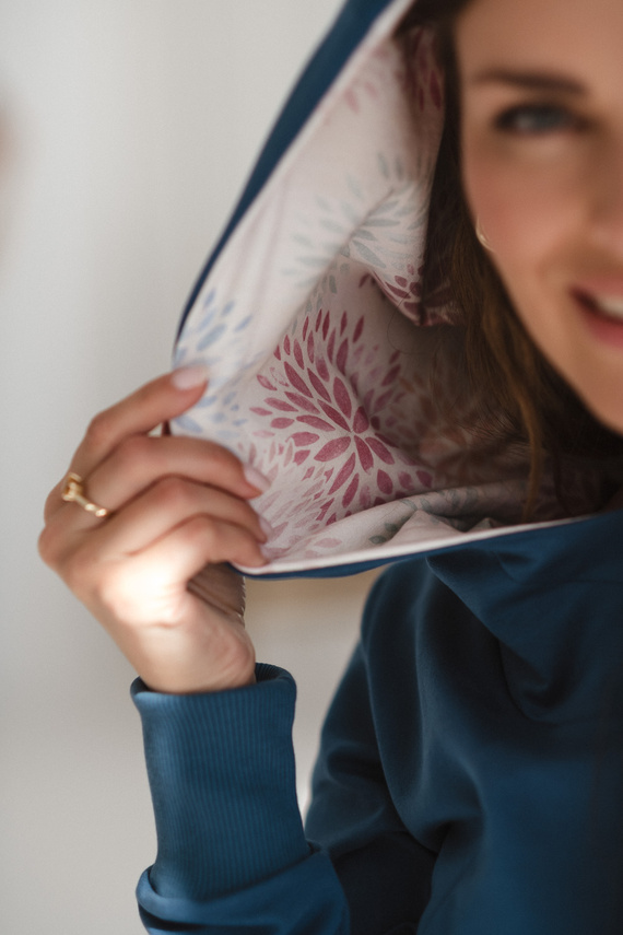 Milk Please Bluza ciążowa i do karmienia Jeans Blue z kapturem – Milk&Love, polska produkcja