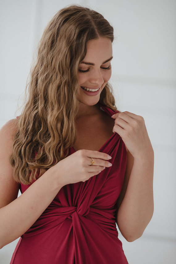 Loop maxi sukienka ciążowa i do karmienia Milk&Love bordowy