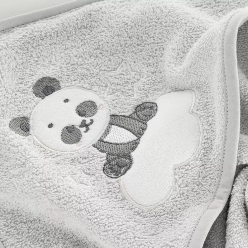 Baby 63 Panda niemowlęce okrycie kąpielowe Eurofirany srebrny