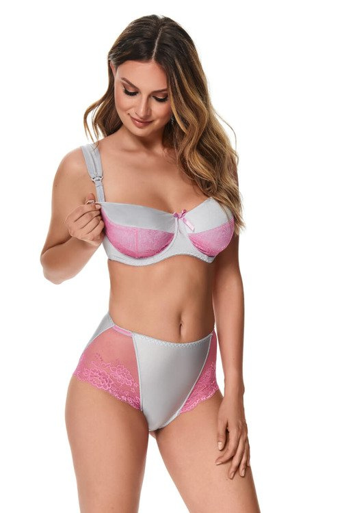 MM61 Allie Biustonosz do karmienia Kostar- szary-różowy