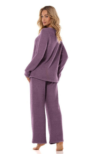 2414 Komplet damski Homewear L&L ametyst– bluza i spodnie z miękkiej dzianiny