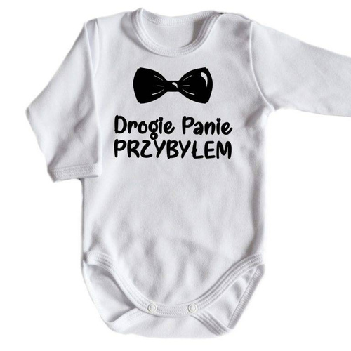 Body długi rękaw "Drogie Panie Przybyłem" Moocha biały
