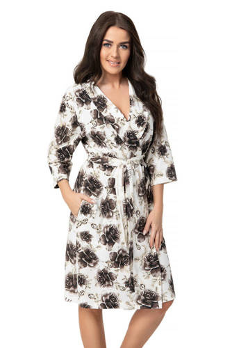 FR-345 Szlafrok damski bawełniany Dorota - brązowy