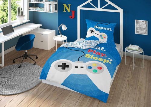 3623 A Pościel bawełniana Holland Collection Gamer pady Detexpol niebieski