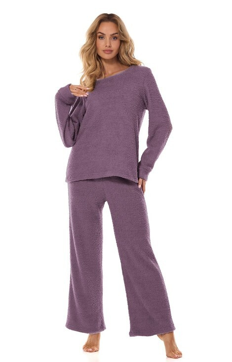 2414 Komplet damski Homewear L&L ametyst– bluza i spodnie z miękkiej dzianiny