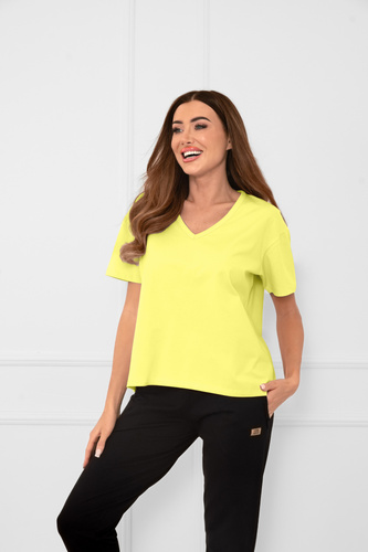 Klara – bluzka damska z krótkim rękawem | Italian Fashion żółty 