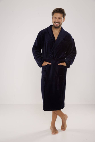 803 / 819 Twin Frotte szlafrok męski Forex - cały granatowy (dark blue)