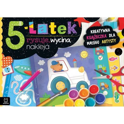 AKS827-6 "5-latek rysuje wycina wykleja" Książeczka Aksjomat