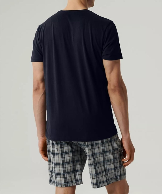 NMP-380 Piżama męska krótki rękaw, Atlantic- granatowy szary