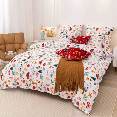 Merry Cozy Pościel świąteczna biały miś Spod Igły i Nitki– mikrofibra pluszowa 210 g/m²