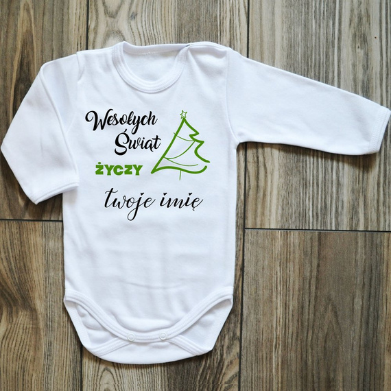 Body długi rękaw "Wesołych Świąt życzy + imię" Moocha czerwony