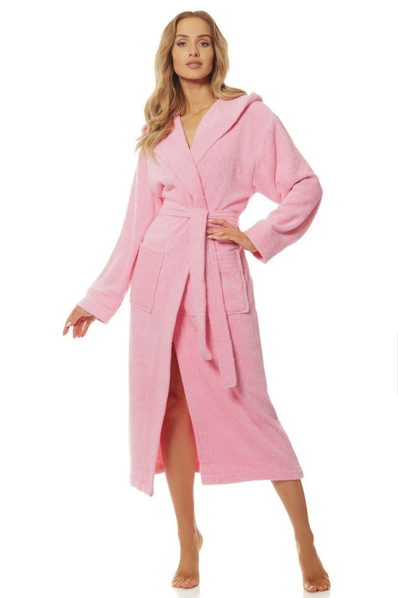 2102 Długi Szlafrok Damski Frotte L&L - navy