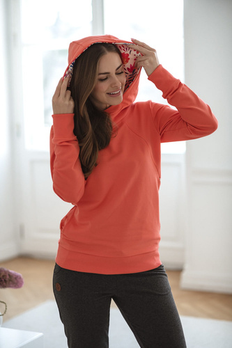 Milk Please bluza do karmienia Milk&Love z kapturem koralowy