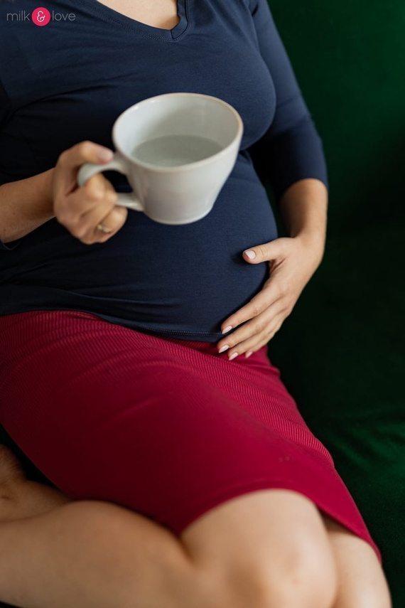 Spódnica ciążowa Tummy z dzianiny w prążki Milk&Love rose brown