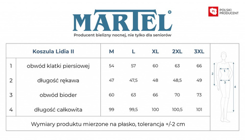 Koszula nocna Lidia II 270 Martel bawełna listki dekolt V
