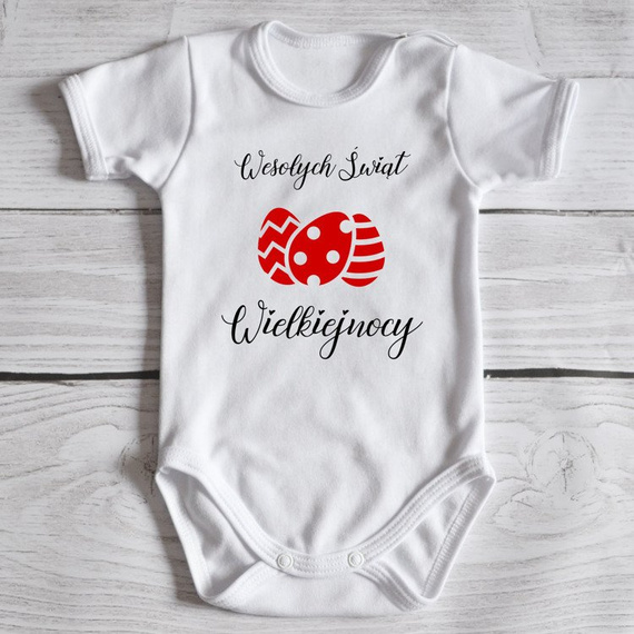 Body krótki rękaw "Wesołych Świąt Wielkiejnocy" Moocha białe