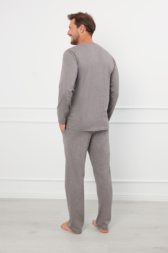 Ludwik Piżama Męska długi rękaw, długie spodnie Italian Fashion - śr. melanż