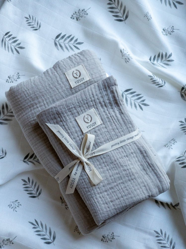 Poduszka i otulacz zestaw muślinowy Yosoy - khaki