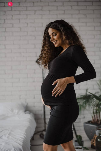 Milk Shirt Bluzka do karmienia i ciążowa z dekoltem w serek czarny